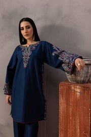 Ebony Blue 2Pc - Embroidered Khaddar Dress - BATIK