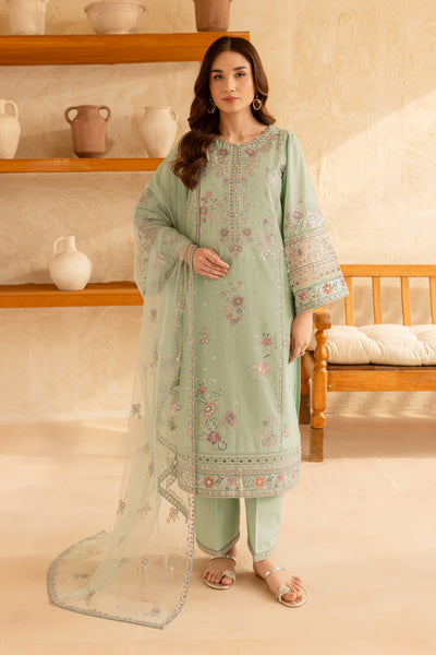 Pearly Blue 3Pc - Embroidered Lawn Dress