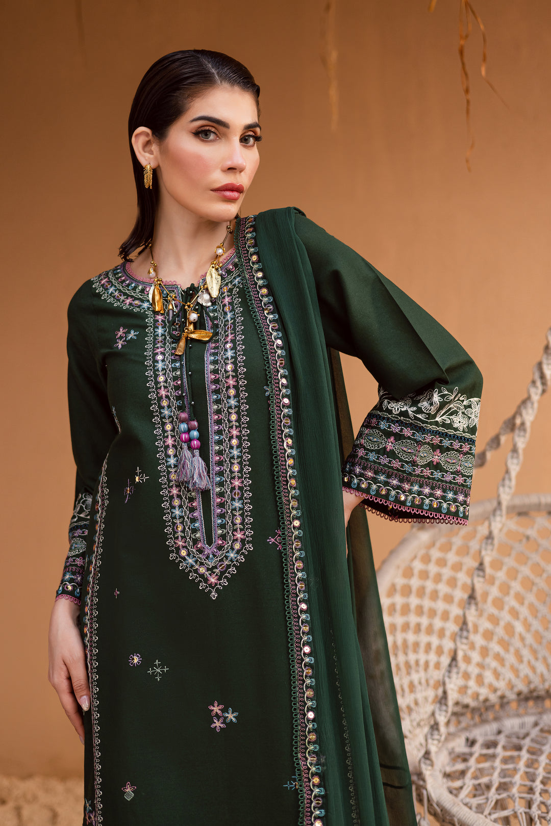 Mosswood 3Pc - Embroidered Khaddar Dress