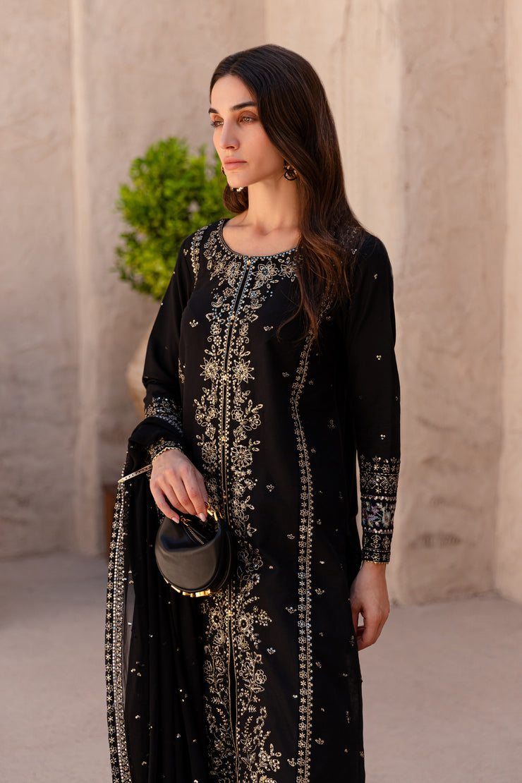 Ernest 3Pc - Embroidered Khaddar Dress