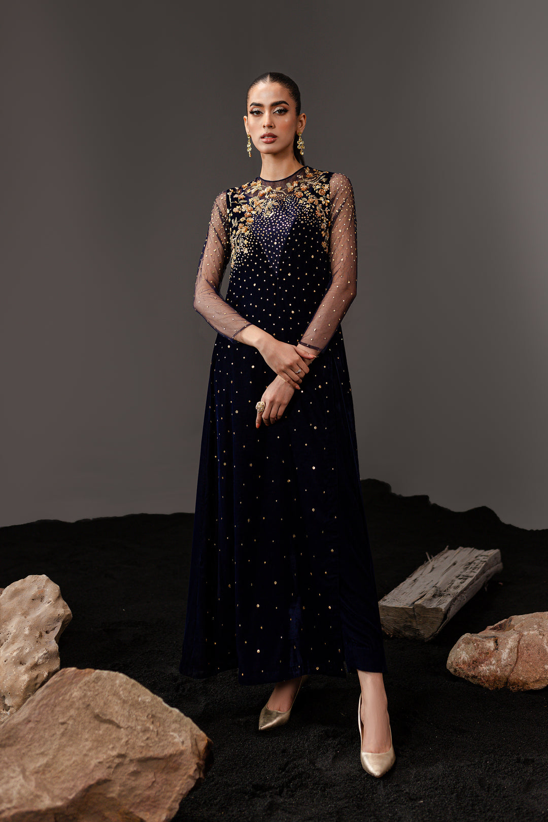 Blue Ell 1Pc - Formal Velvet Maxi - BATIK