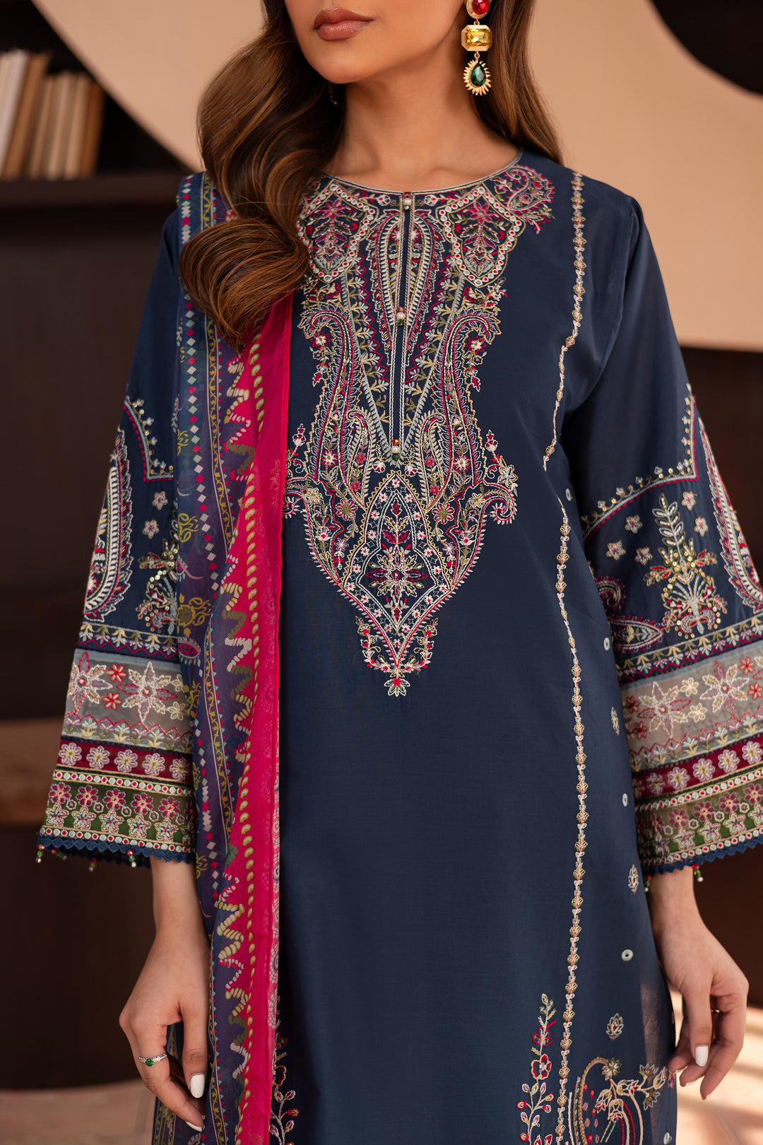 Cyan 3Pc - Embroidered Lawn Dress