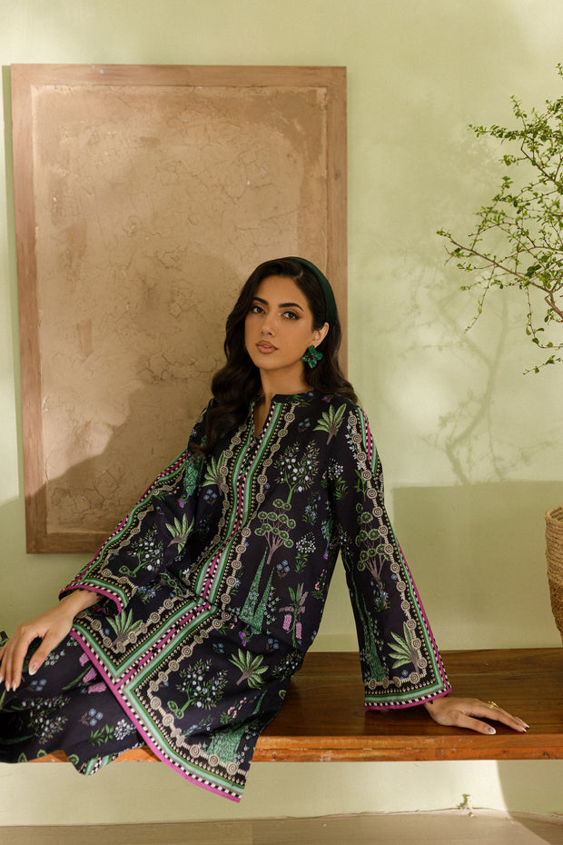 Blue Cypress 2Pc - Printed Khaddar Dress