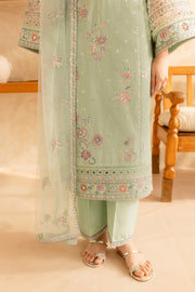 Pearly Blue 3Pc - Embroidered Lawn Dress