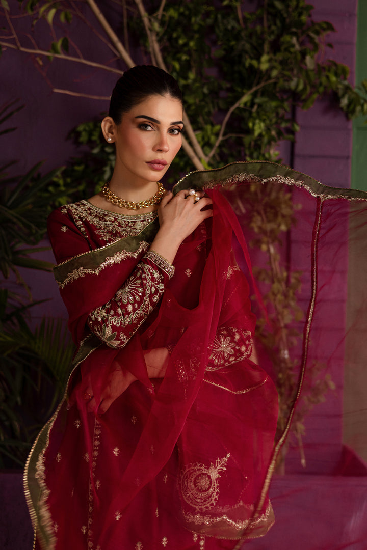 Laal 3Pc - Embroidered Solid Dress - BATIK