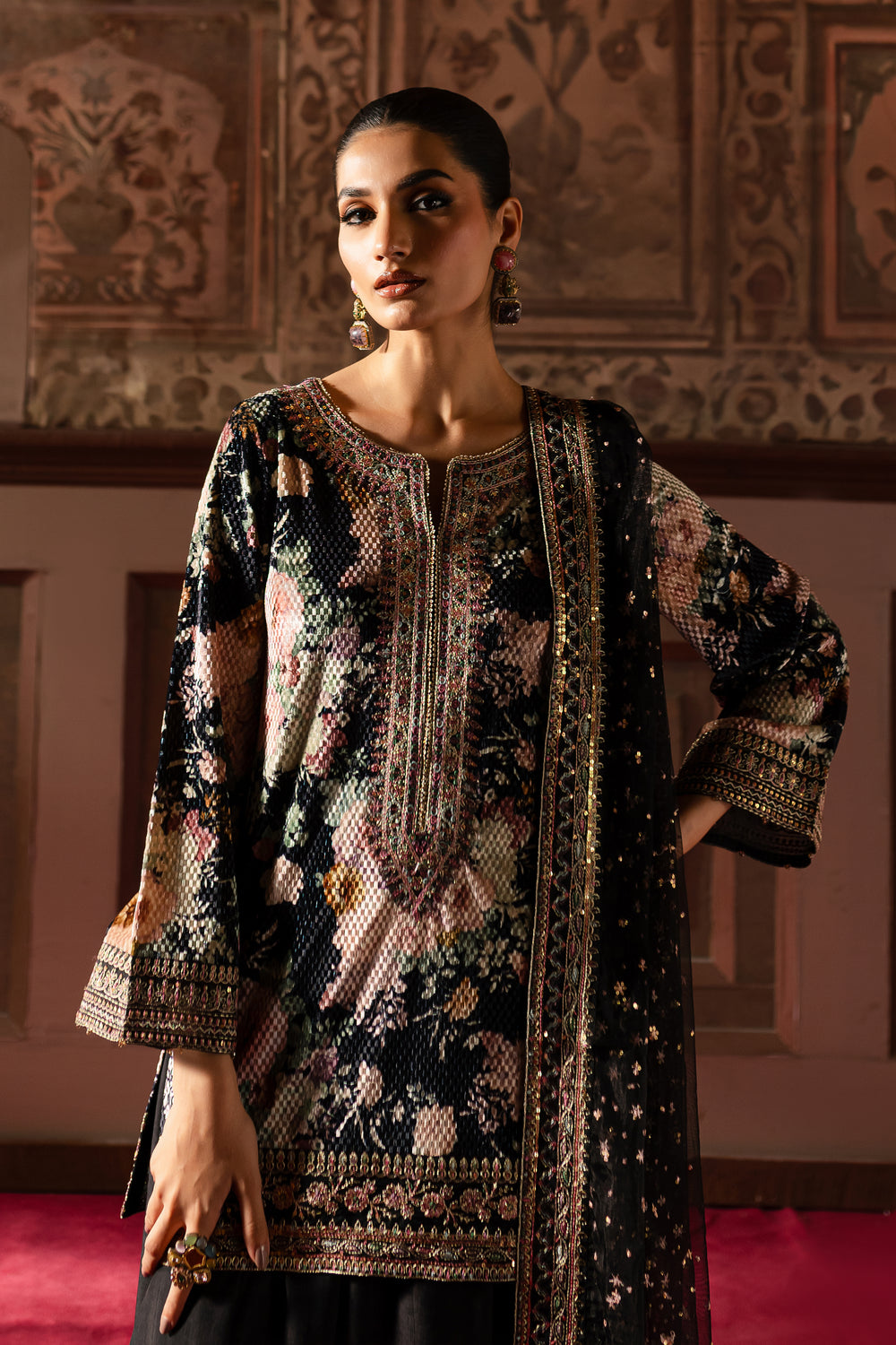 Malya 3Pc - Embroidered Luxe Pret - BATIK