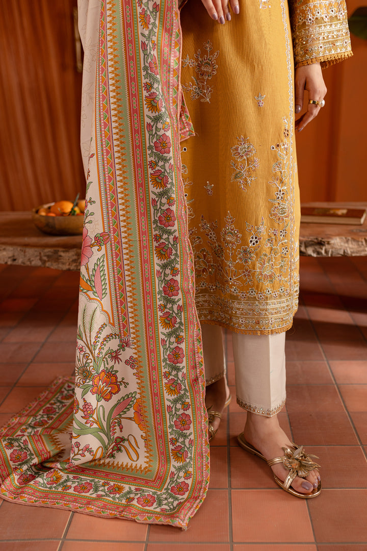 Gold Inarah 3Pc - Embroidered Khaddar Dress - BATIK