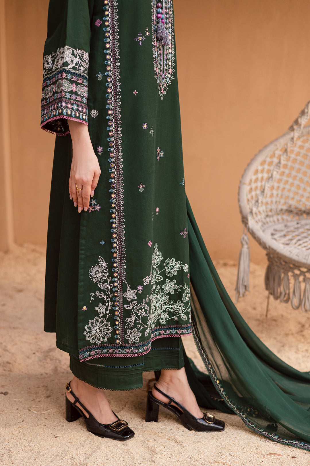 Mosswood 3Pc - Embroidered Khaddar Dress