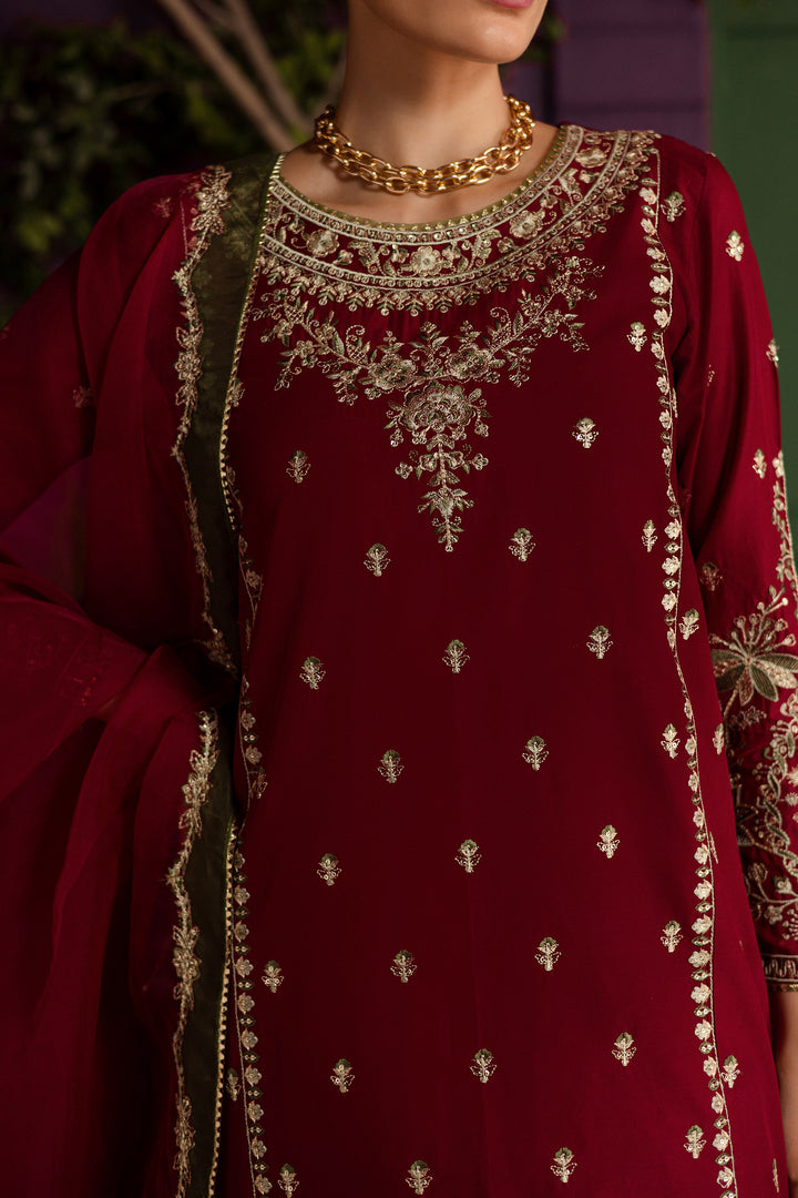 Laal 3Pc - Embroidered Solid Dress - BATIK