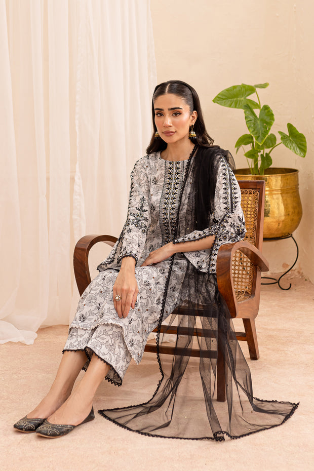 Narvin 3Pc - Printed Lawn Dress - BATIK