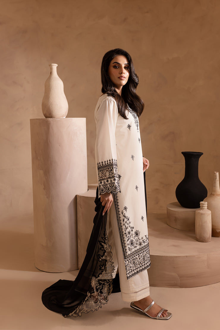 Blanco 3Pc - Embroidered Lawn Dress - BATIK