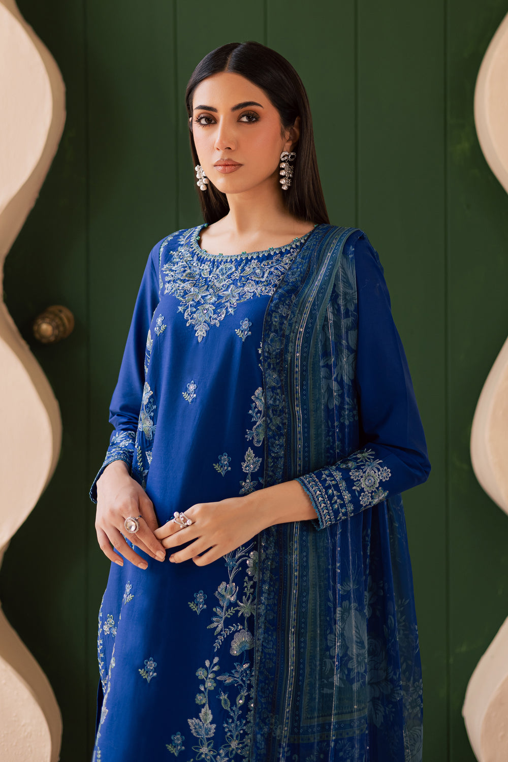 Falafel 3Pc - Embroidered Solid Dress - BATIK