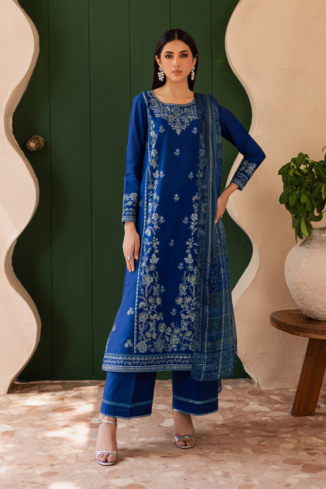 Falafel 3Pc - Embroidered Solid Dress - BATIK