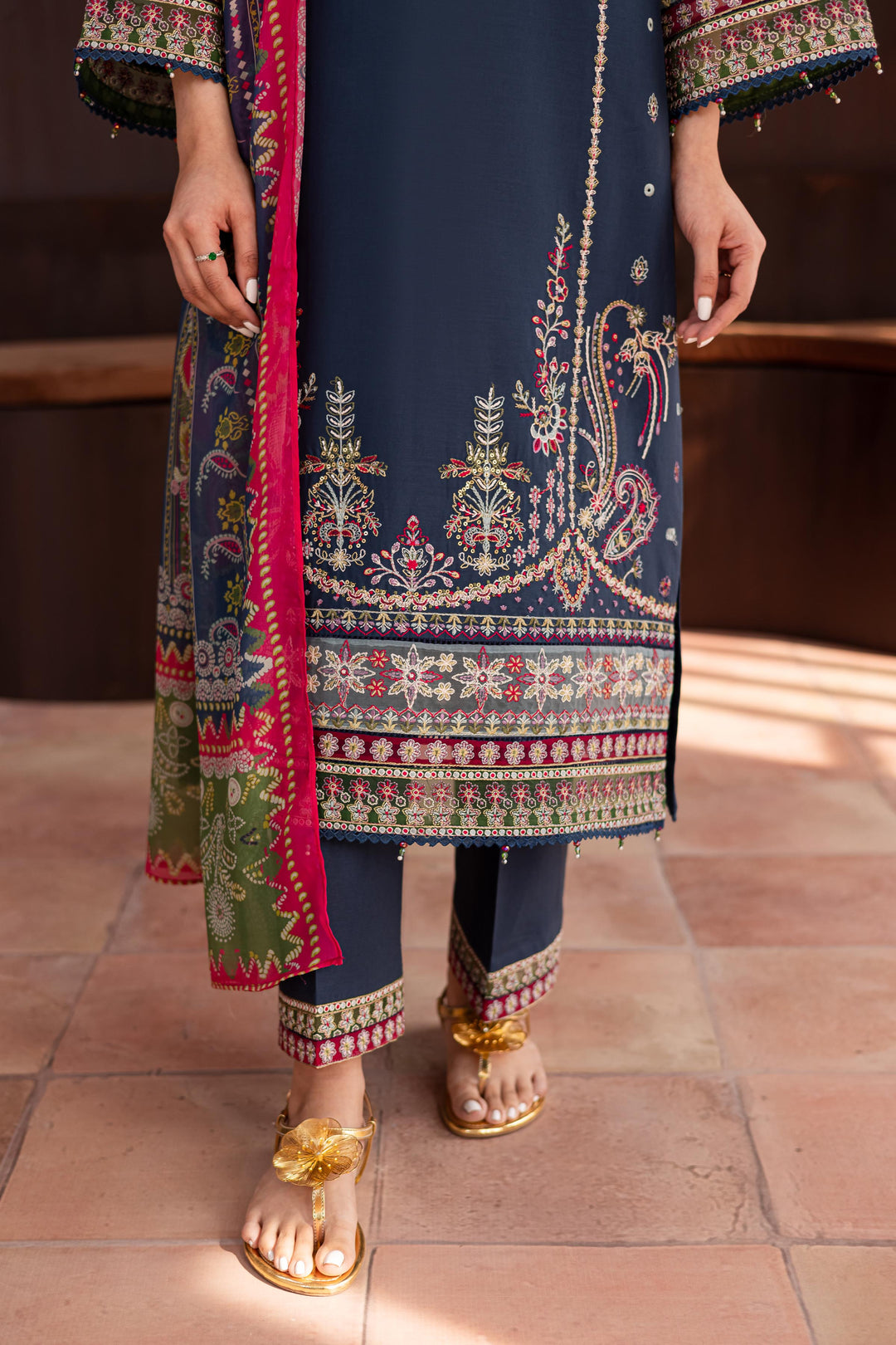 Cyan 3Pc - Embroidered Lawn Dress