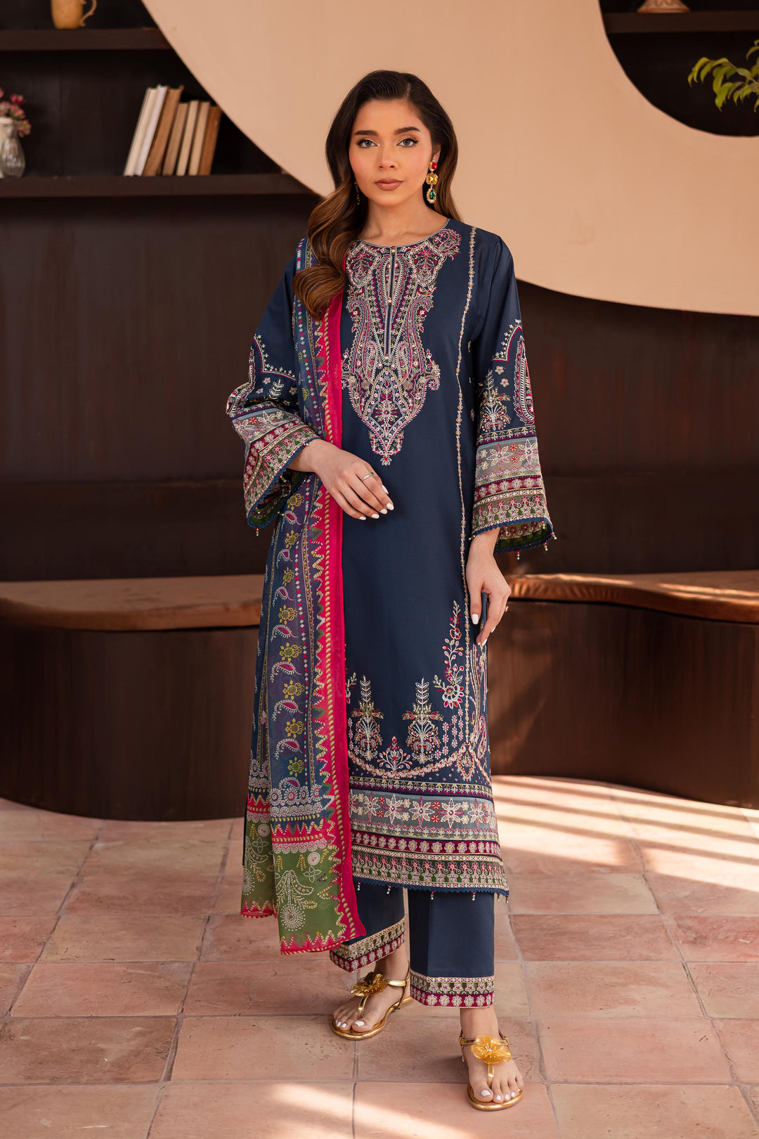 Cyan 3Pc - Embroidered Lawn Dress