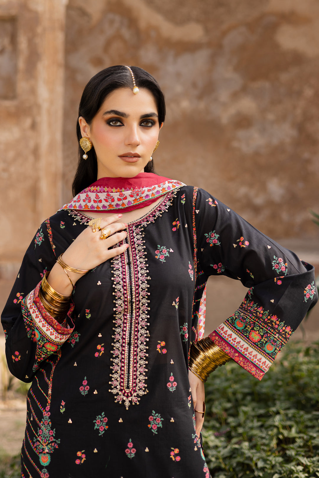 Black Arya 3Pc- Printed Lawn Dress