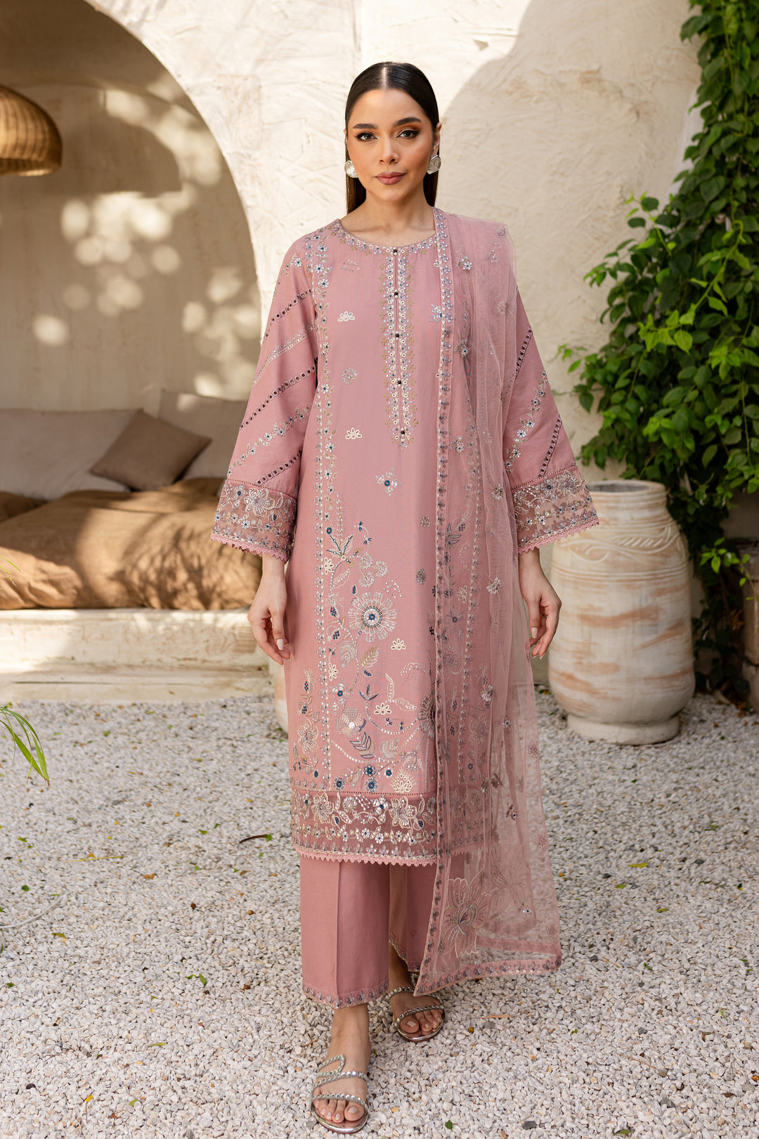 Eira 3Pc - Embroidered Khaddar Dress - BATIK