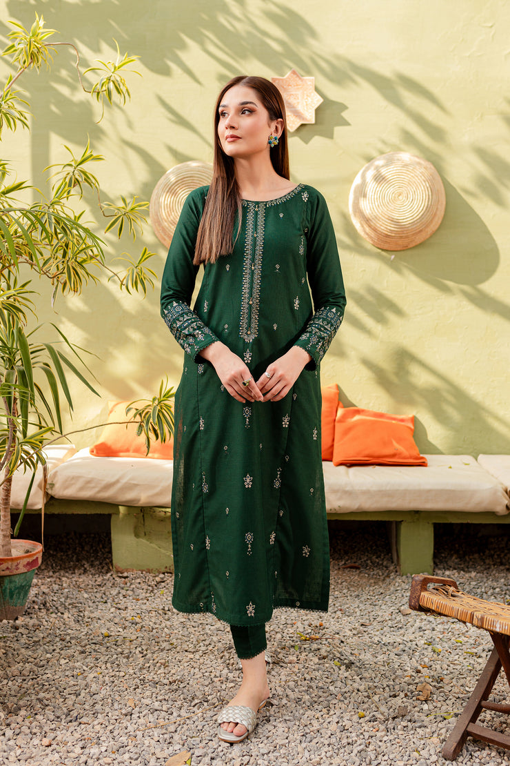 Emory 2Pc - Embroidered Karandi Dress - BATIK