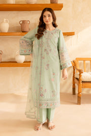 Pearly Blue 3Pc - Embroidered Lawn Dress