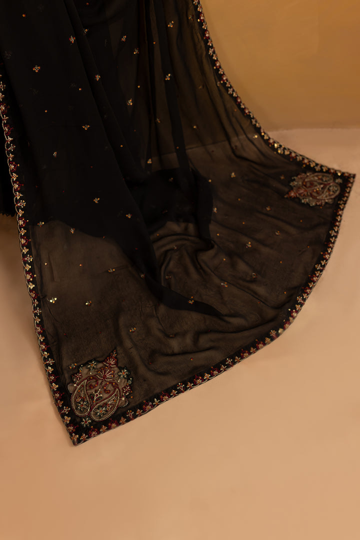 Black Wine 3Pc - Embroidered Khaddar Dress - BATIK