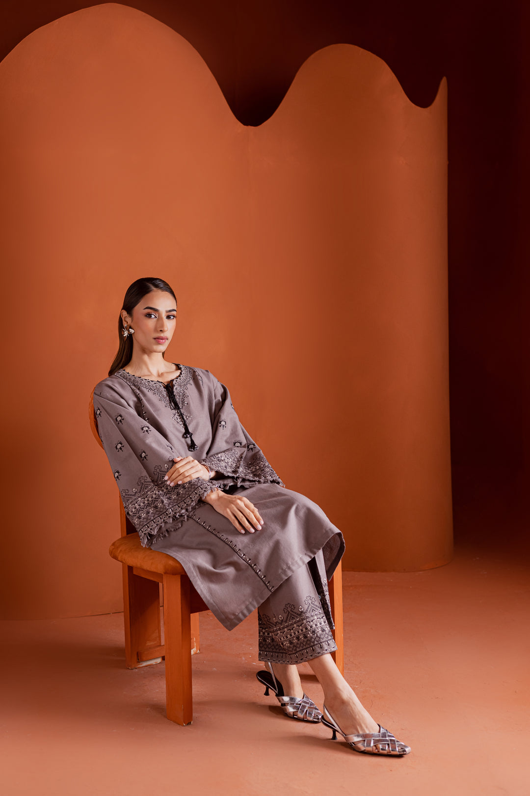 Cross Word 2Pc - Embroidered Khaddar Dress