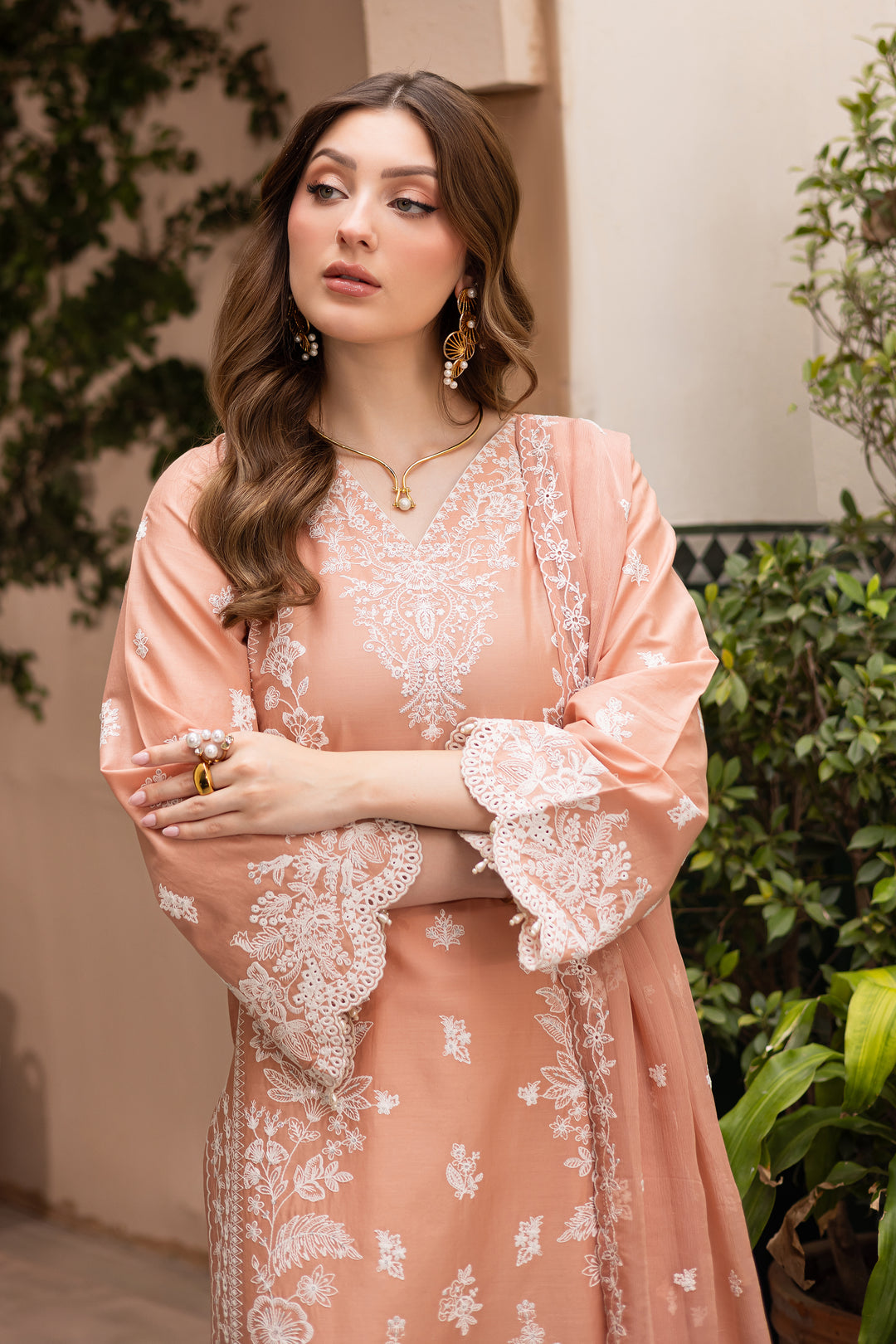 Peach Charm 3Pc - Festive Eid Pret