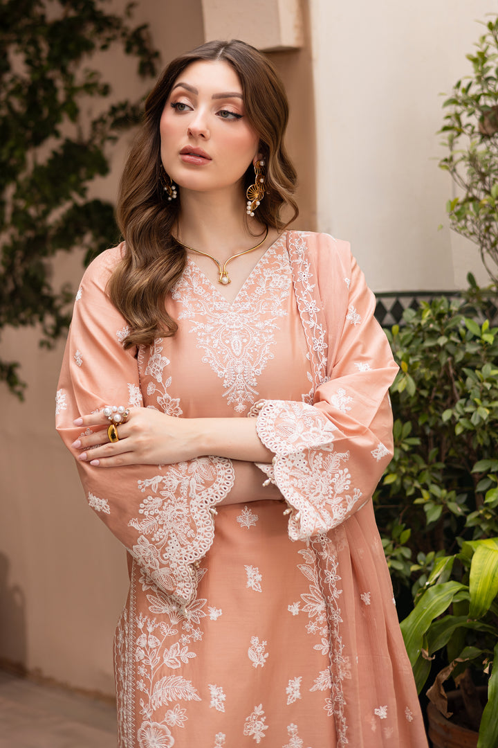 Peach Charm 3Pc - Festive Eid Pret