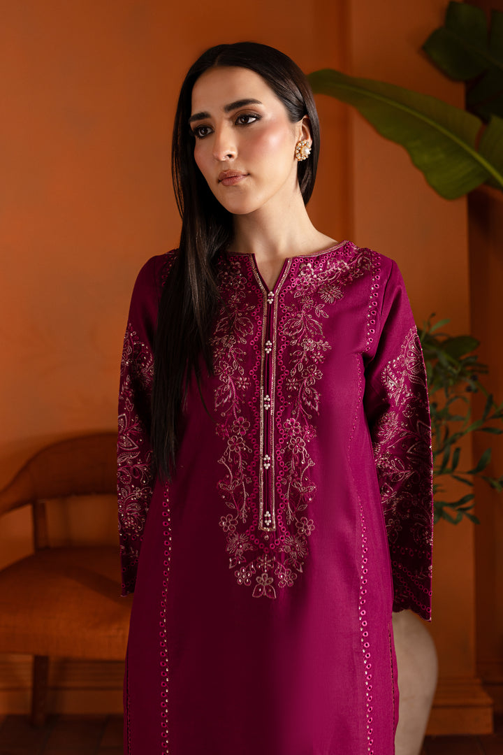 Magenta Luna 2Pc - Embroidered Khaddar Dress - BATIK