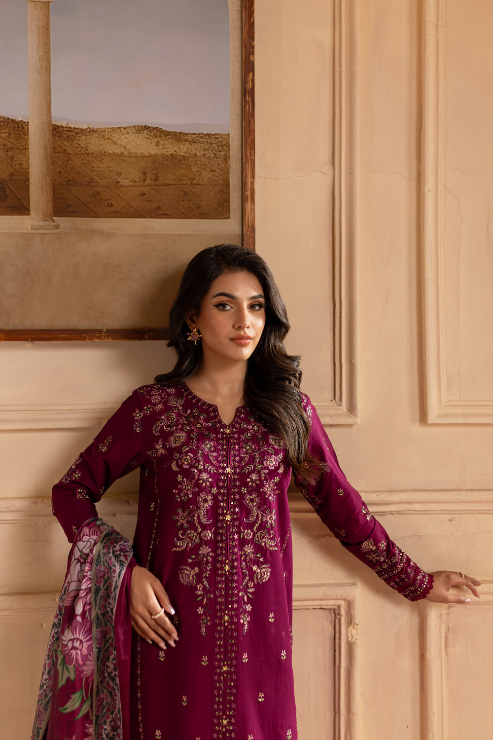 Evari 3Pc - Embroidered Khaddar Dress - BATIK