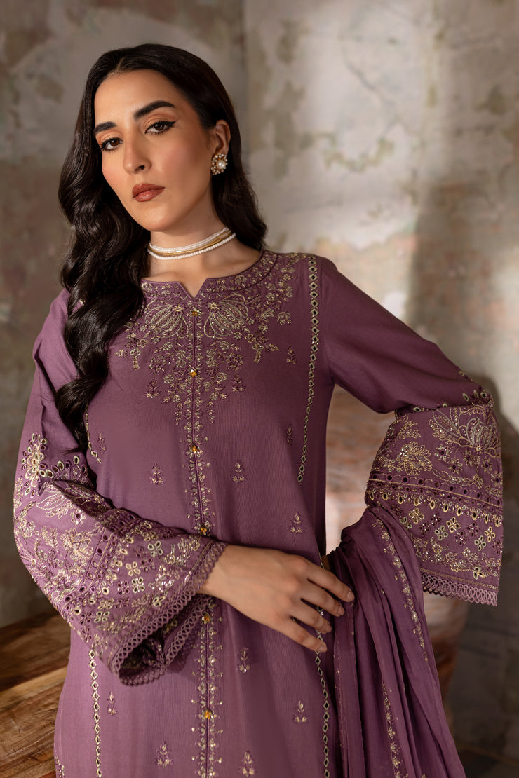 Fasana 3Pc - Embroidered Khaddar Dress