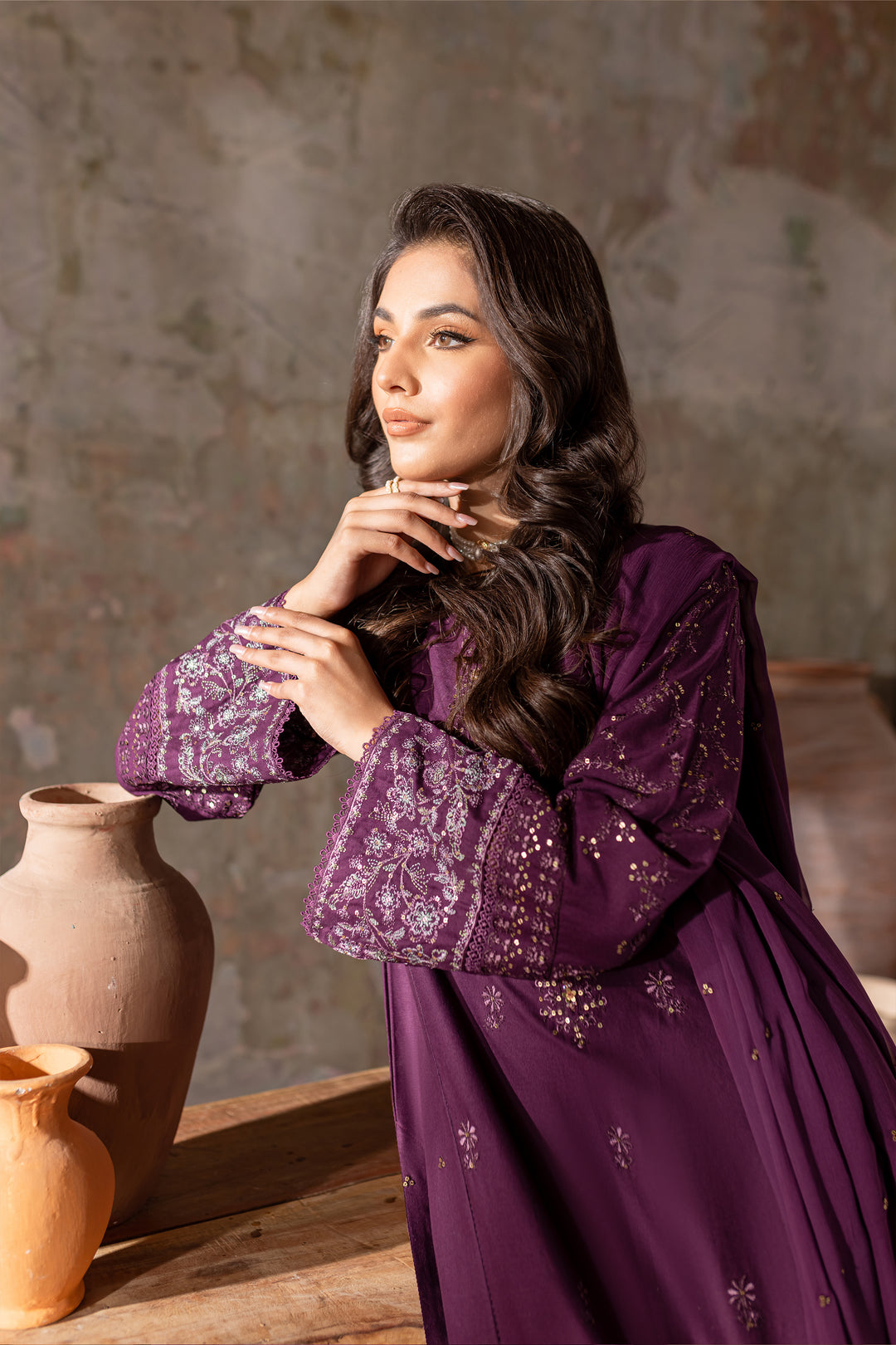 Chowder 3Pc - Embroidered Khaddar Dress - BATIK