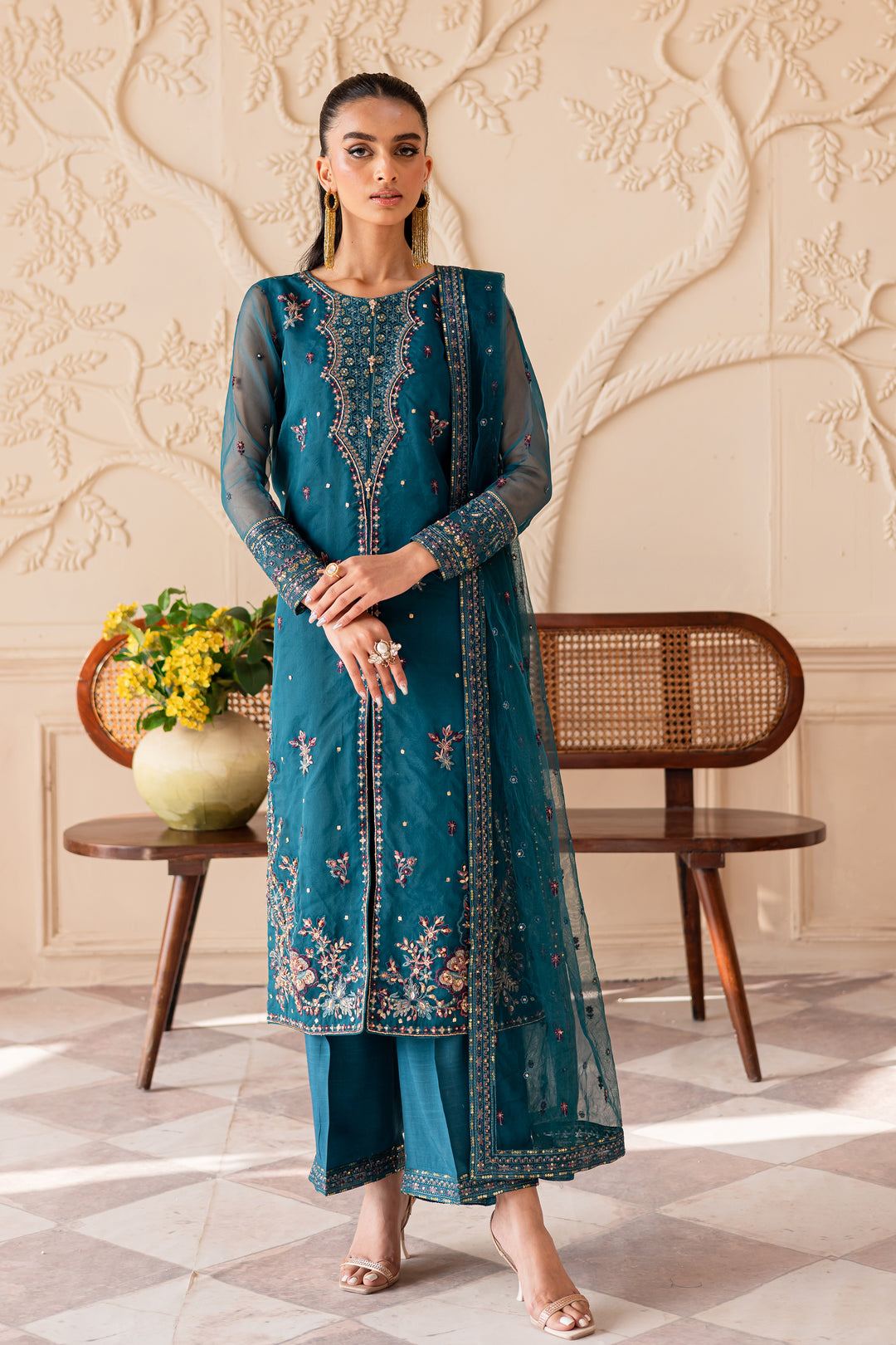 Sanaz 3PC - Embroidered Luxe Pret