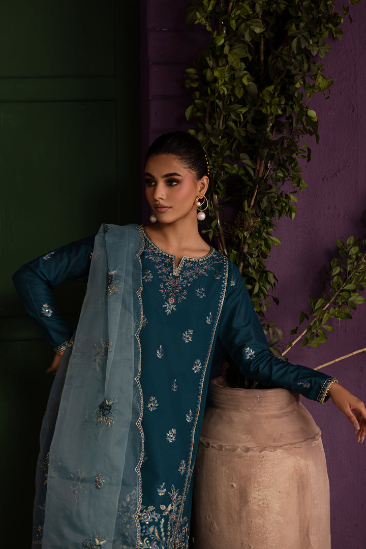 Bronya 3Pc - Embroidered Solid Dress - BATIK