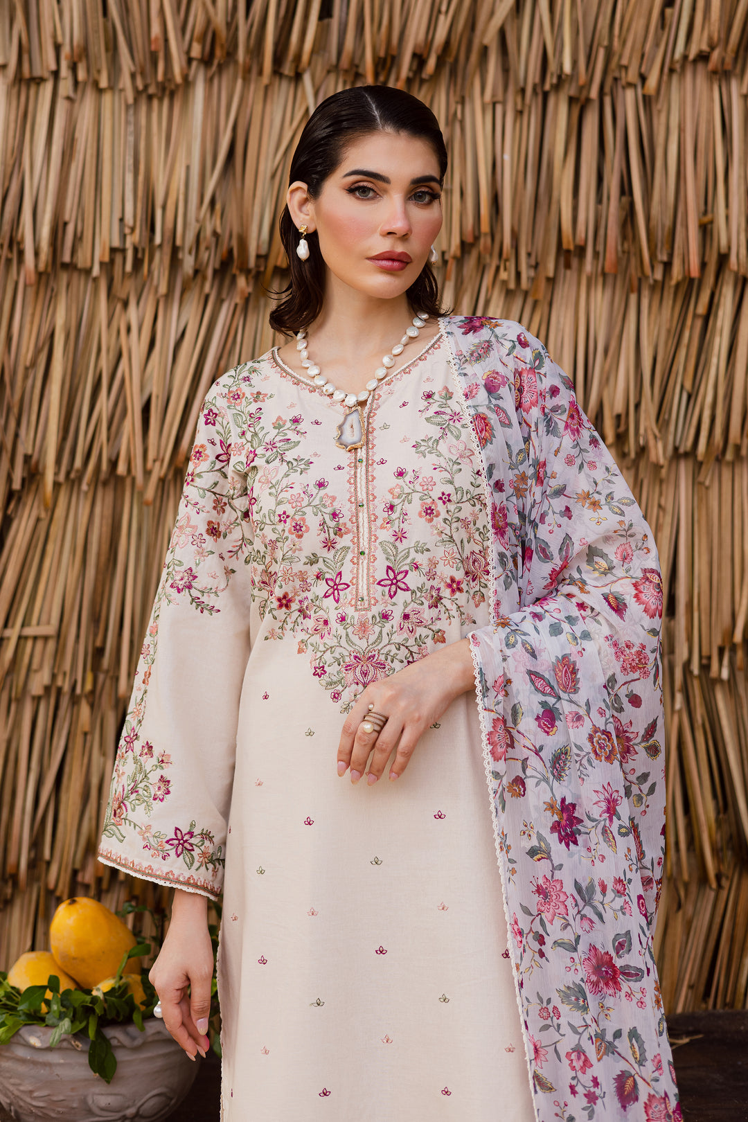 Dream Garden 3Pc - Embroidered Khaddar Dress