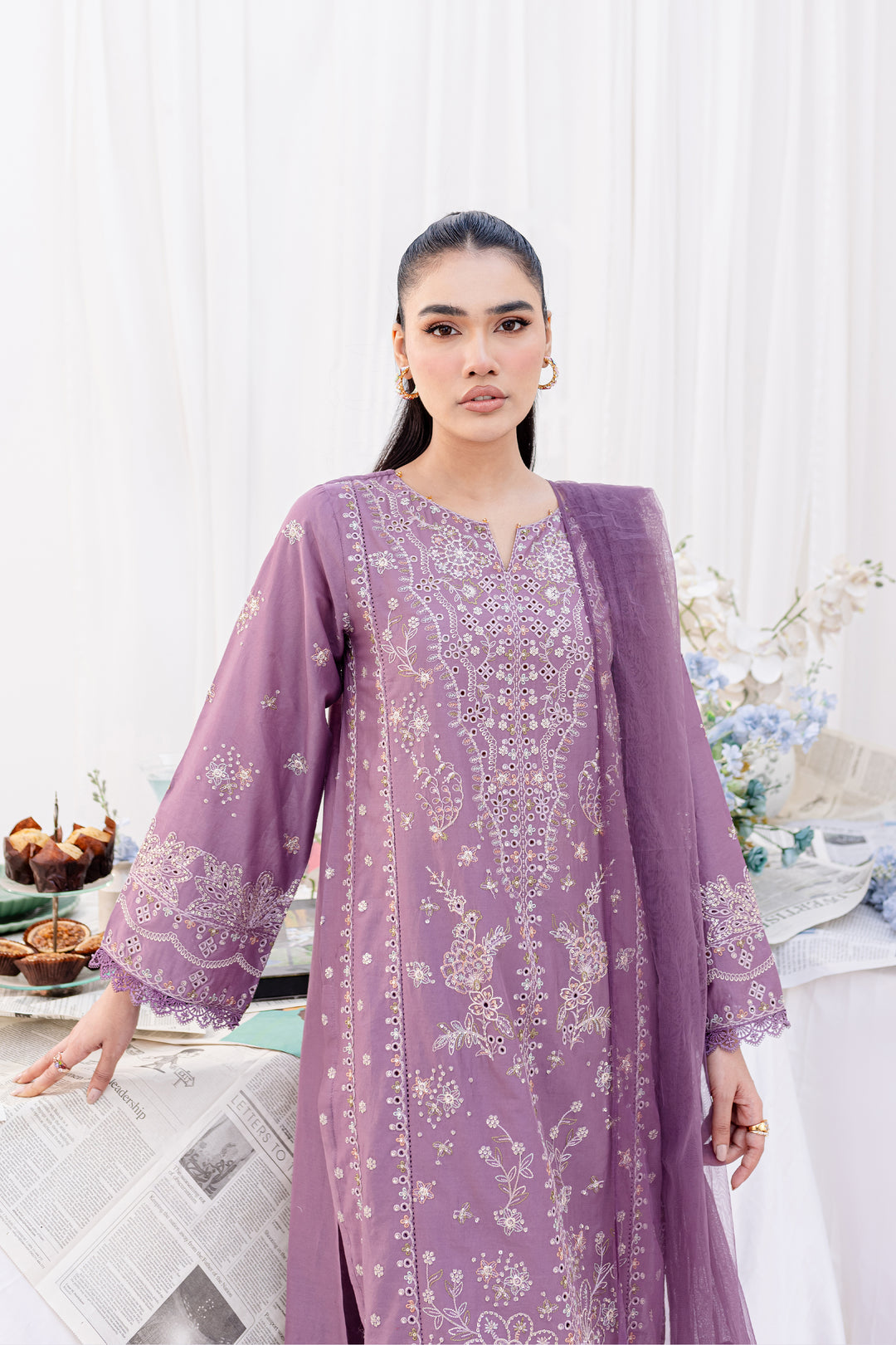 Fern Flower 3Pc - Embroidered Lawn Dress - BATIK