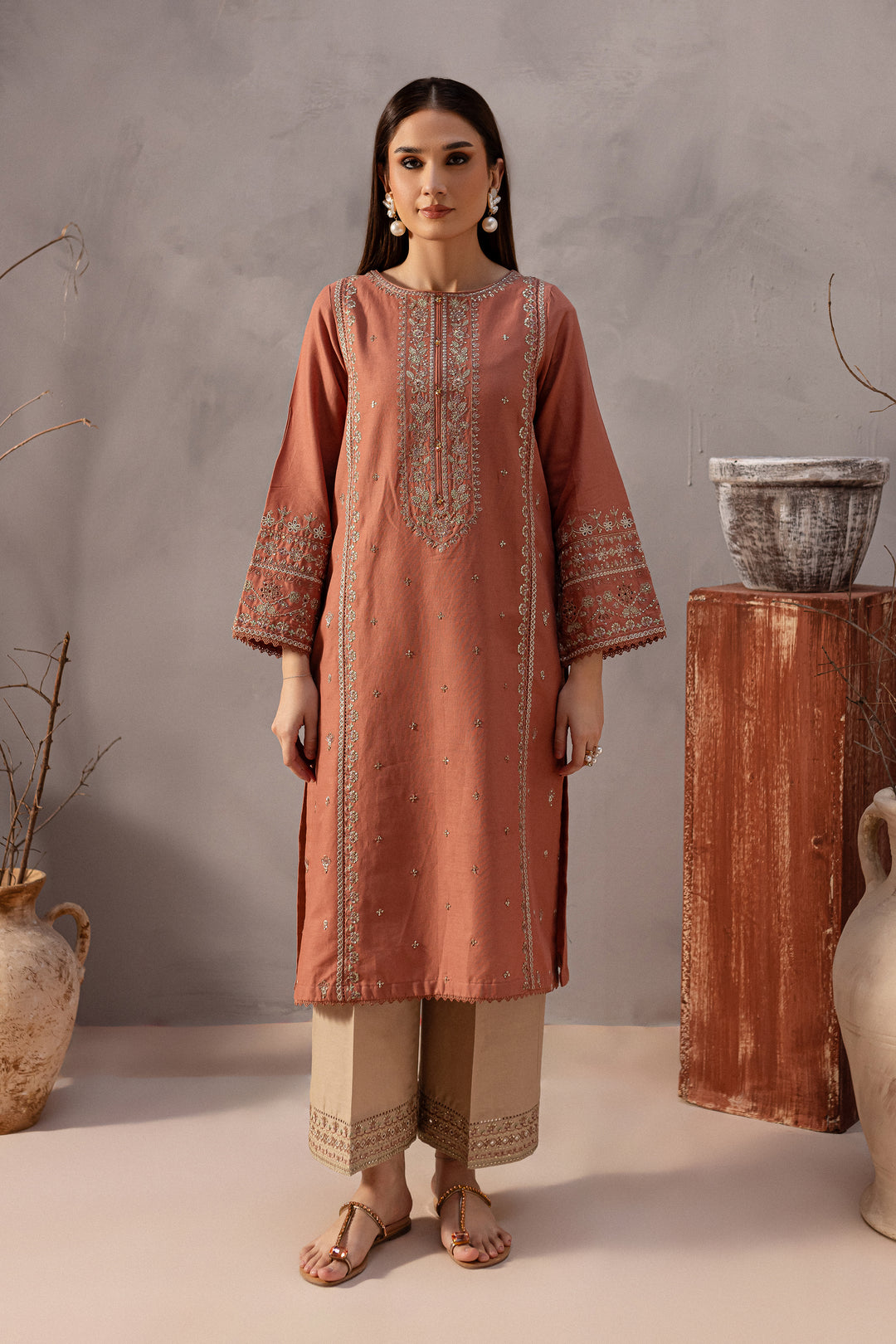 Note 2Pc - Embroidered Khaddar Dress - BATIK