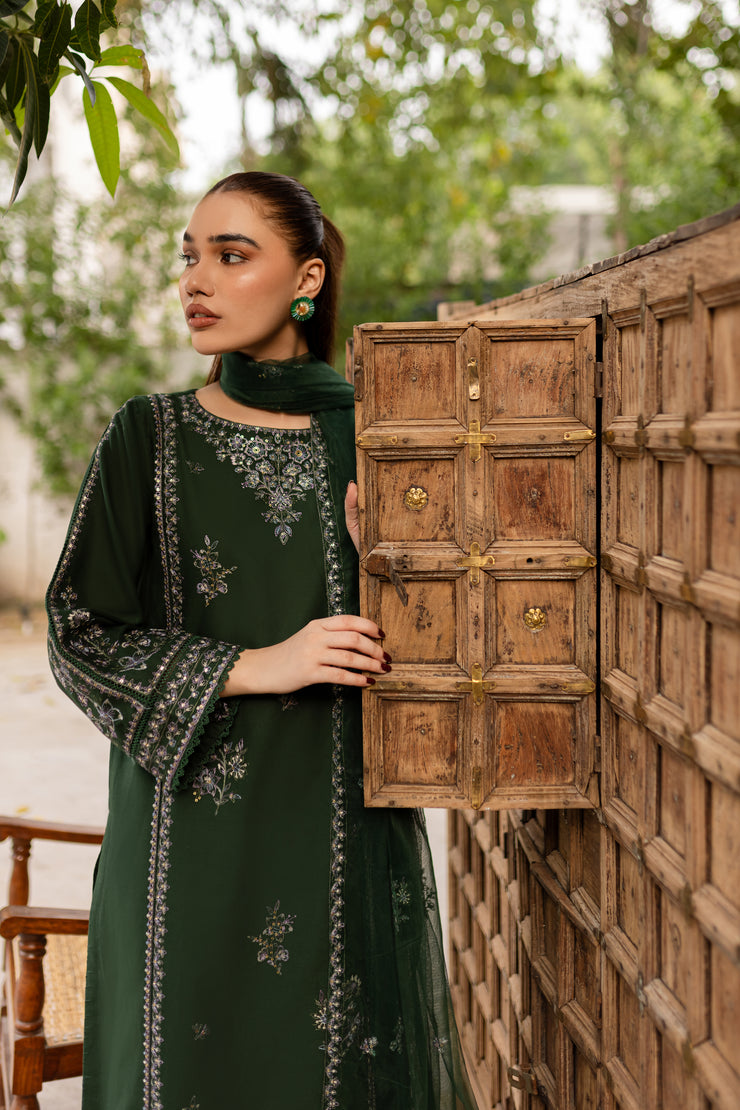 Ever Green 3Pc - Embroidered Khaddar Dress - BATIK