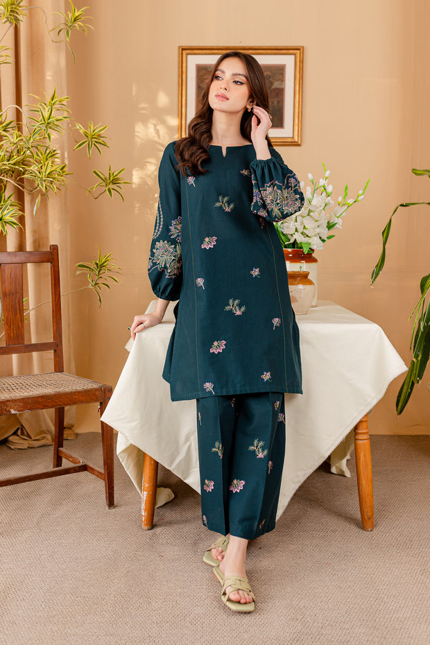 Krysti 2Pc - Embroidered Khaddar Dress