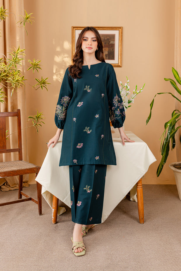 Krysti 2Pc - Embroidered Khaddar Dress