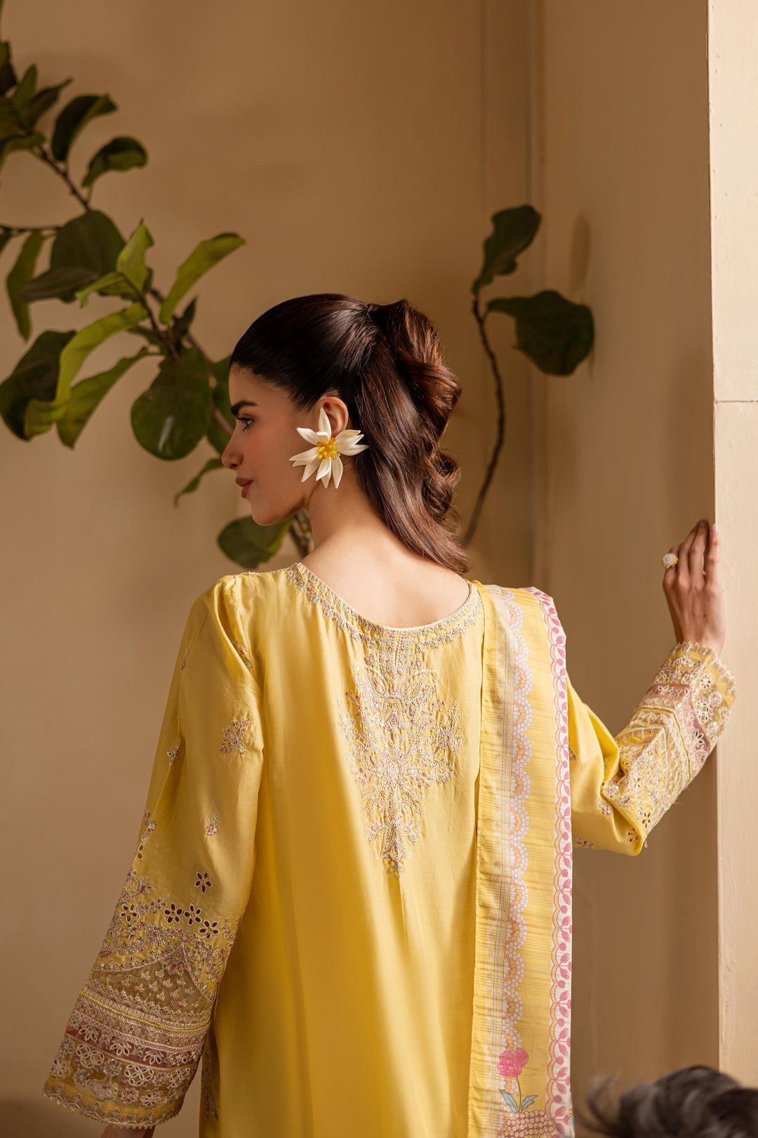 Lime Yellow 3Pc - Embroidered Luxe PIMA