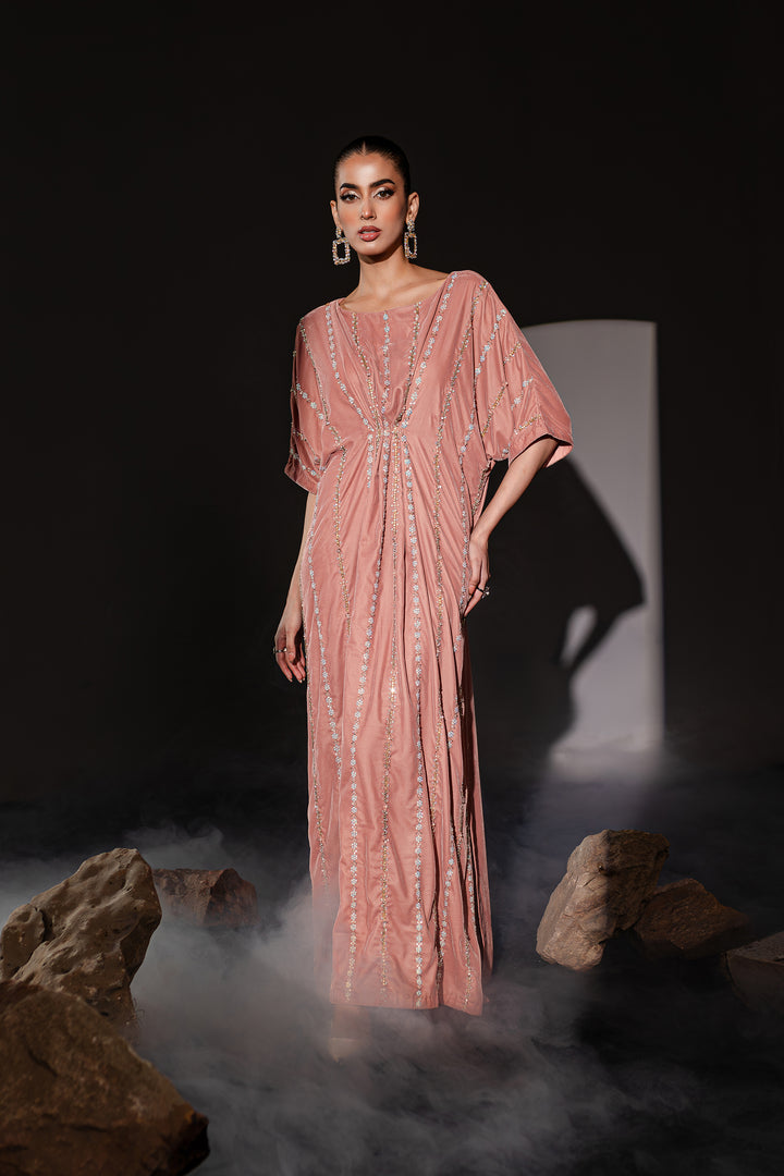 Peach Orla 1Pc - Formal Velvet Kaftan - BATIK