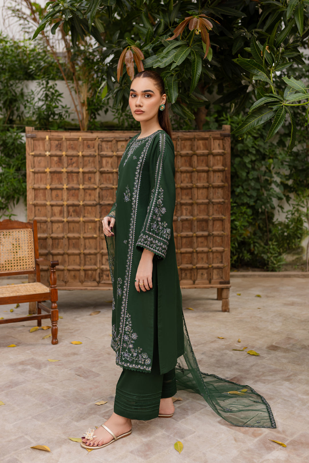 Ever Green 3Pc - Embroidered Khaddar Dress - BATIK