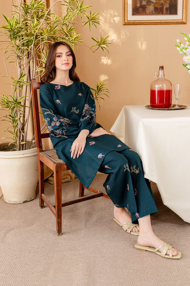 Krysti 2Pc - Embroidered Khaddar Dress