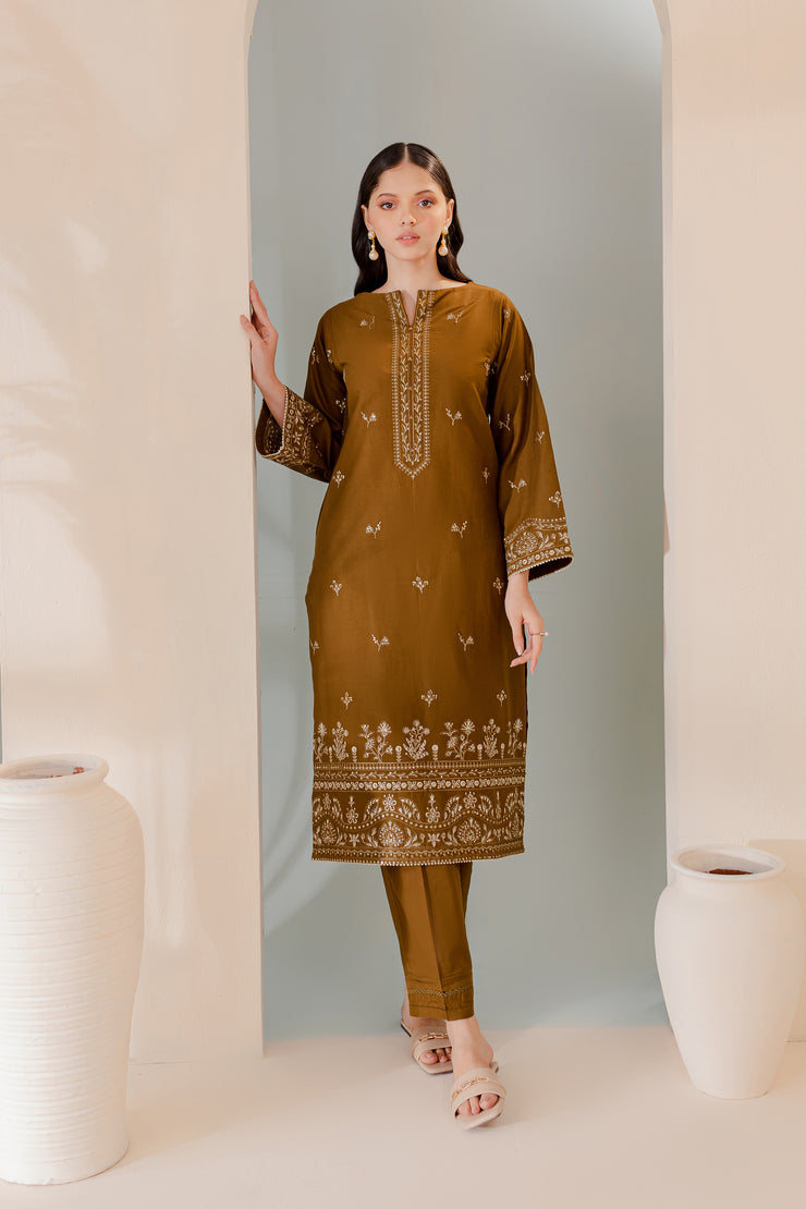 Green Leaf 2Pc - Embroidered Khaddar Dress - BATIK