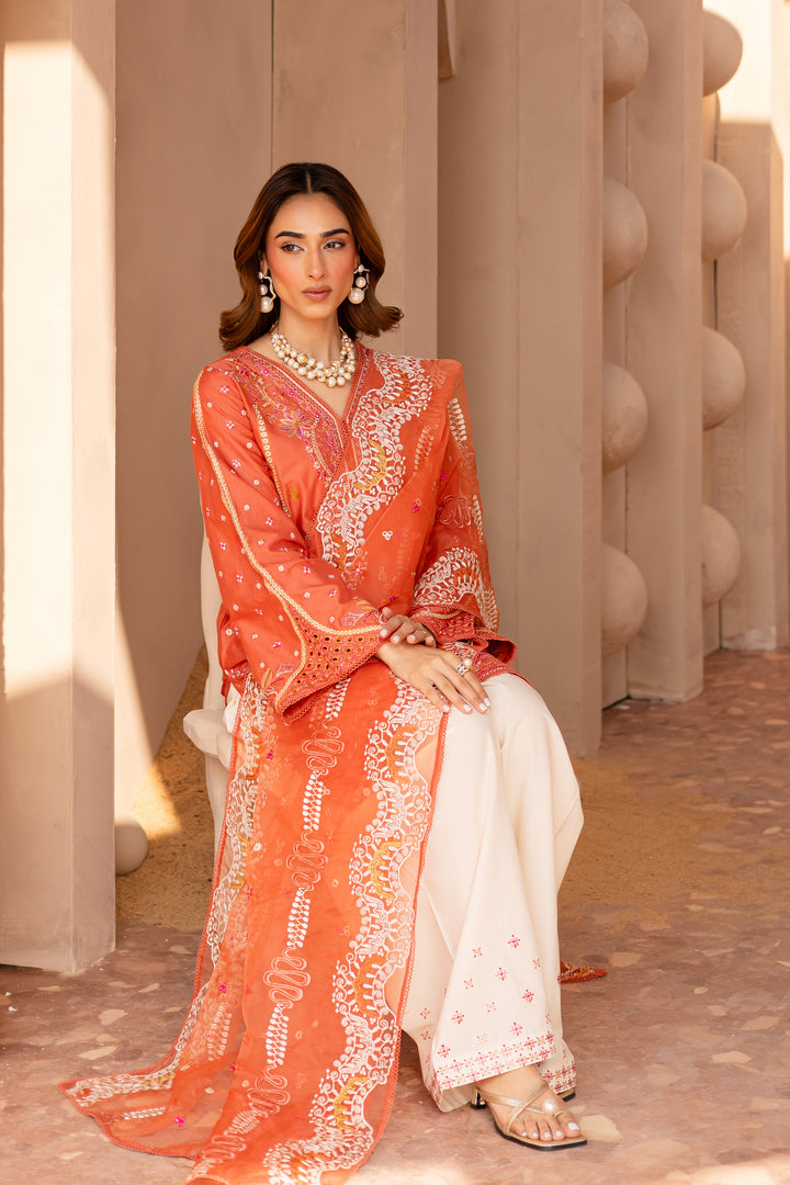 Ashnah 3Pc - Embroidered Luxe Pret