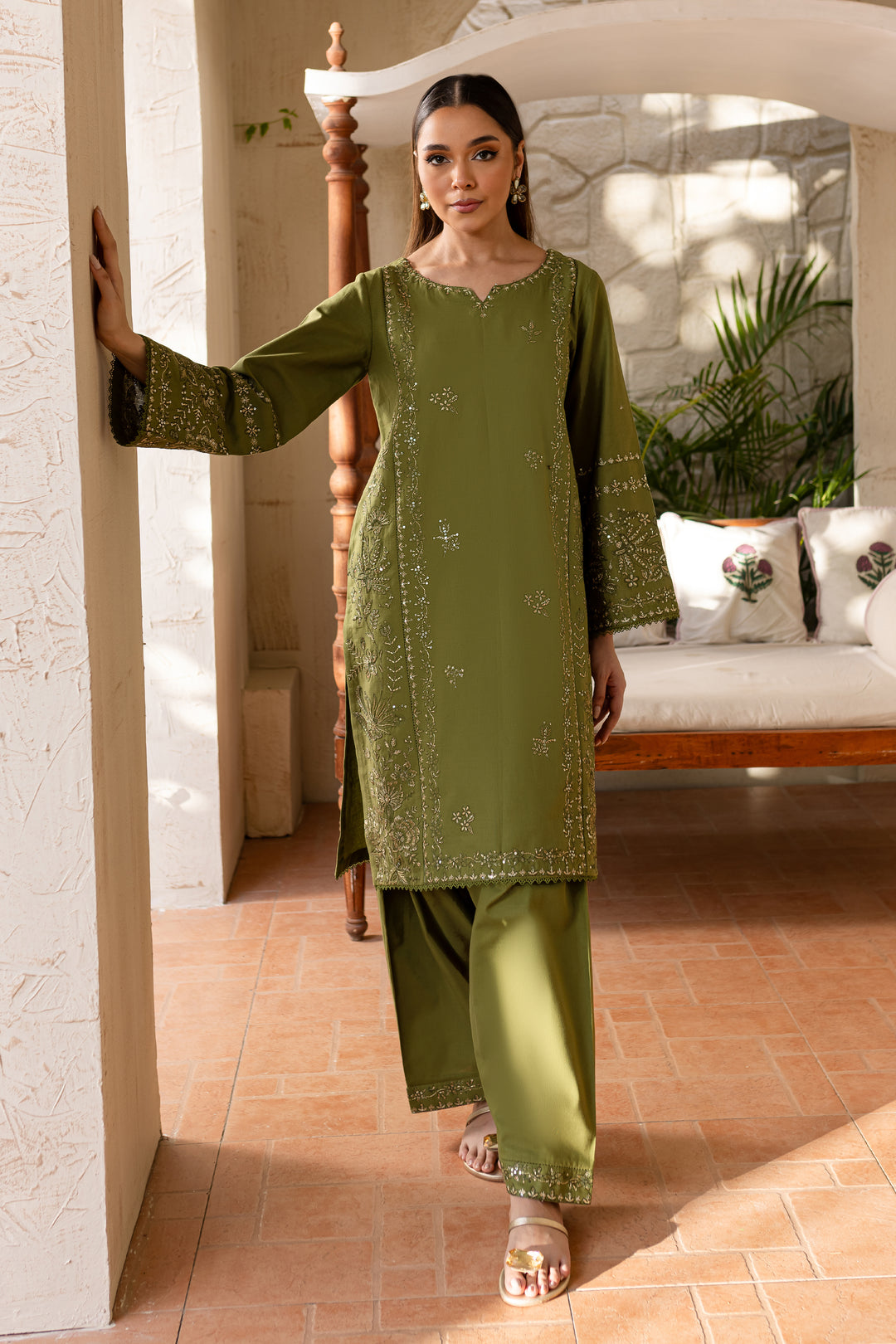 Fern Crush 2Pc - Embroidered Khaddar Dress - BATIK