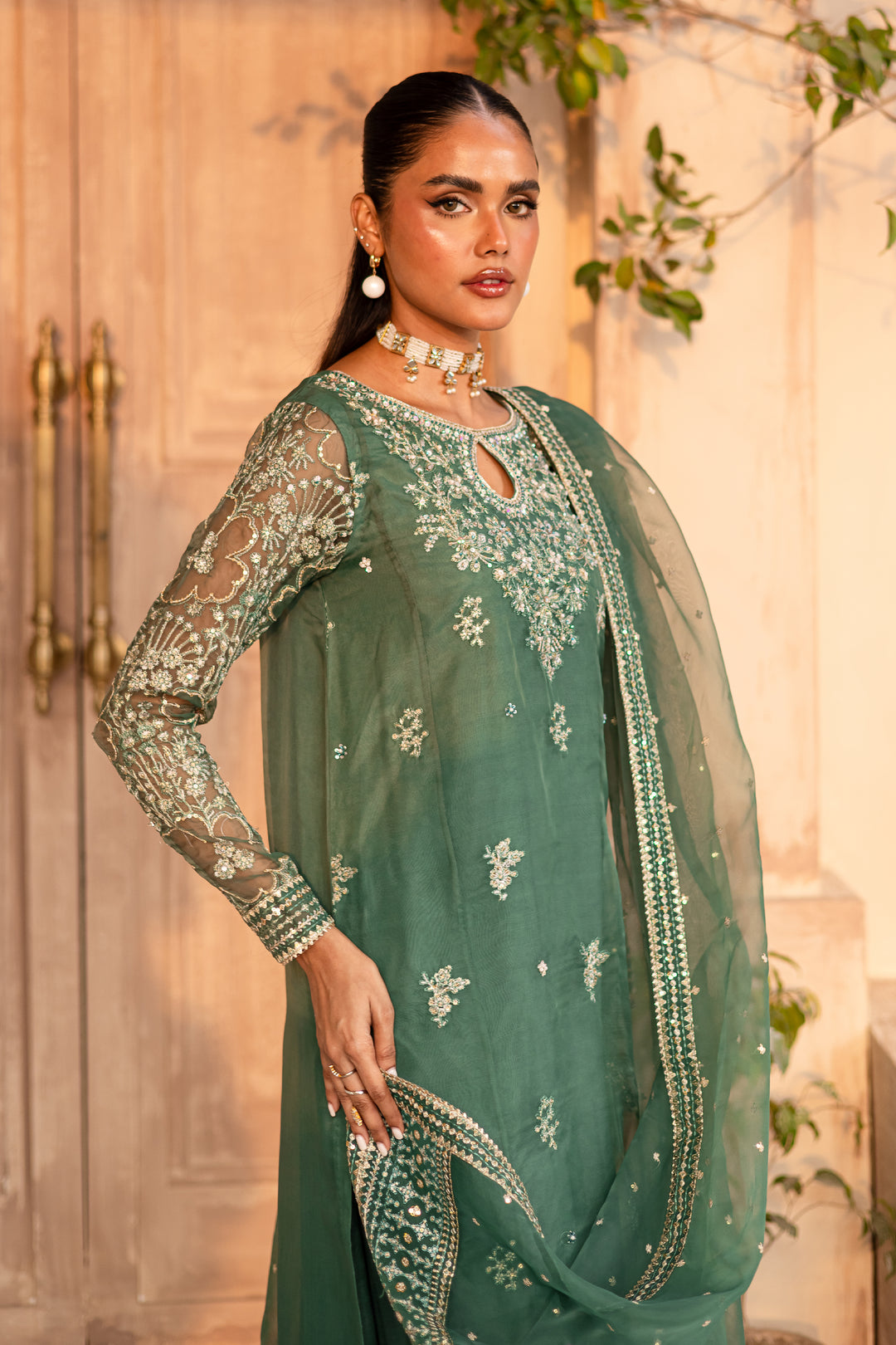 Shireen 3Pc - Embroidered Luxe Pret