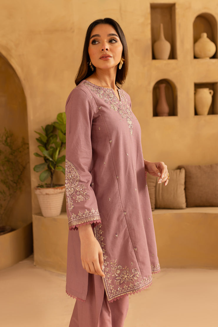 Ferio 2Pc - Embroidered Khaddar Dress