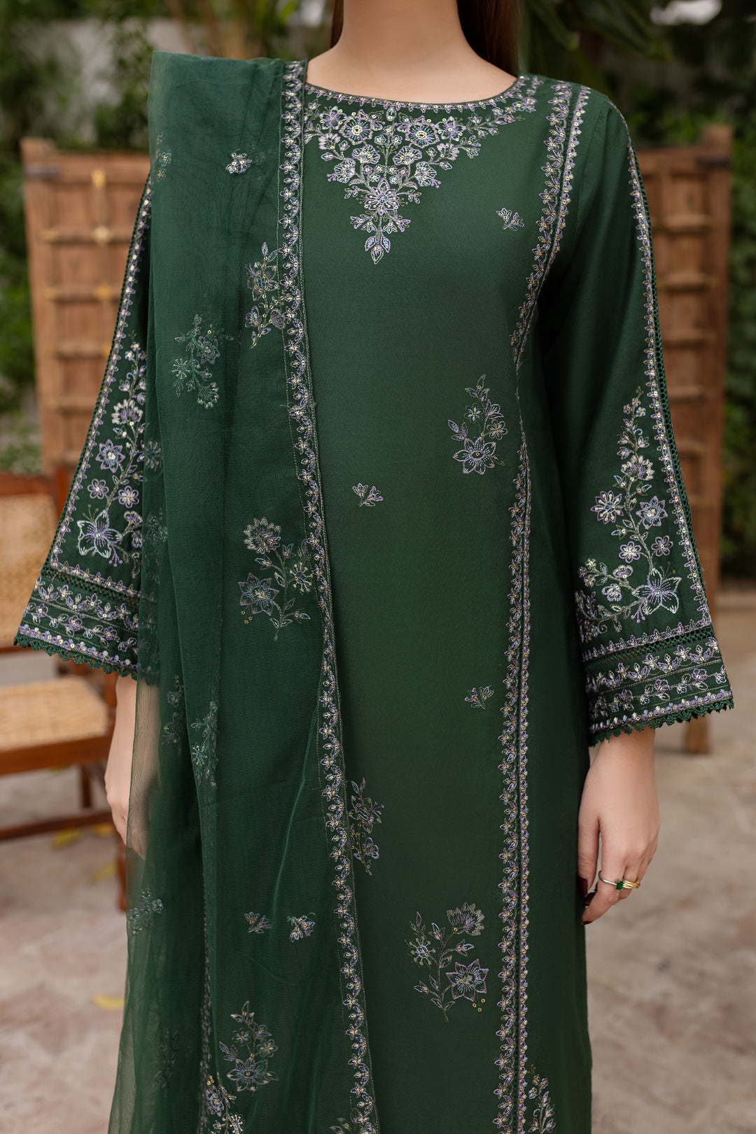 Ever Green 3Pc - Embroidered Khaddar Dress - BATIK