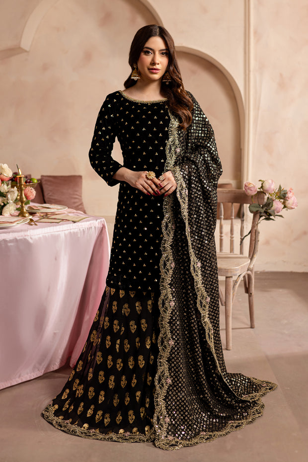 V. Black Amani II 3Pc - Embroidered Luxe PRET